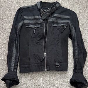Blanc Noir Black Jacket with Textured Details
